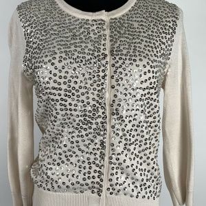 White House Black‎ Market Ivory Sequin Sweater S